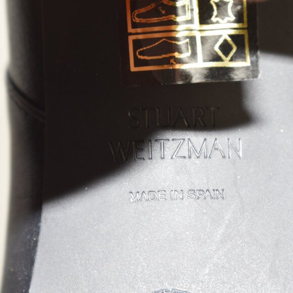 $550 STUART WEITZMAN LINSI BOOTIE POINTED LEATHER BLOCK HEEL BLACK 8 (2) (PB19) - Picture 8 of 10